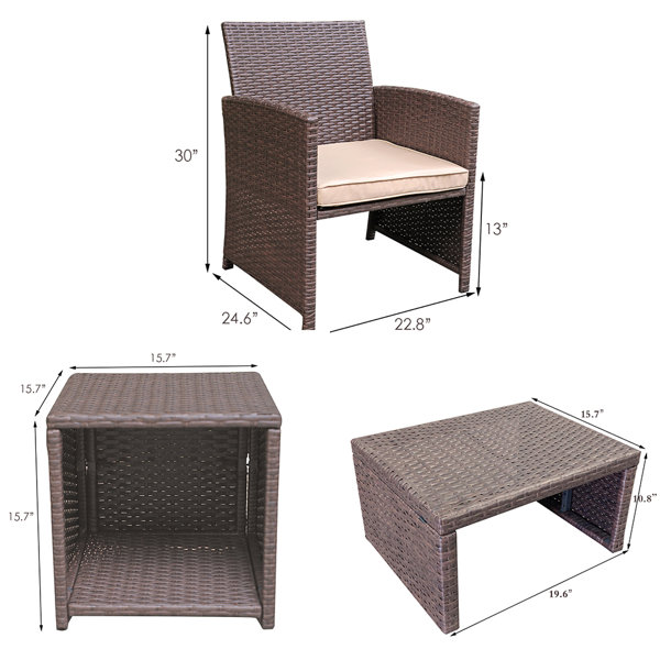 Latitude Run® Rand Wicker/Rattan 2 Person Seating Group with Cushions